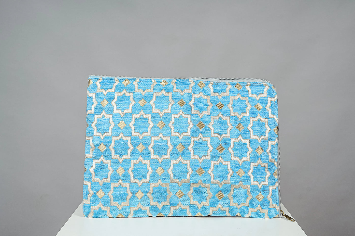 Pochette d'ordinateur en tissu marocain géométrique