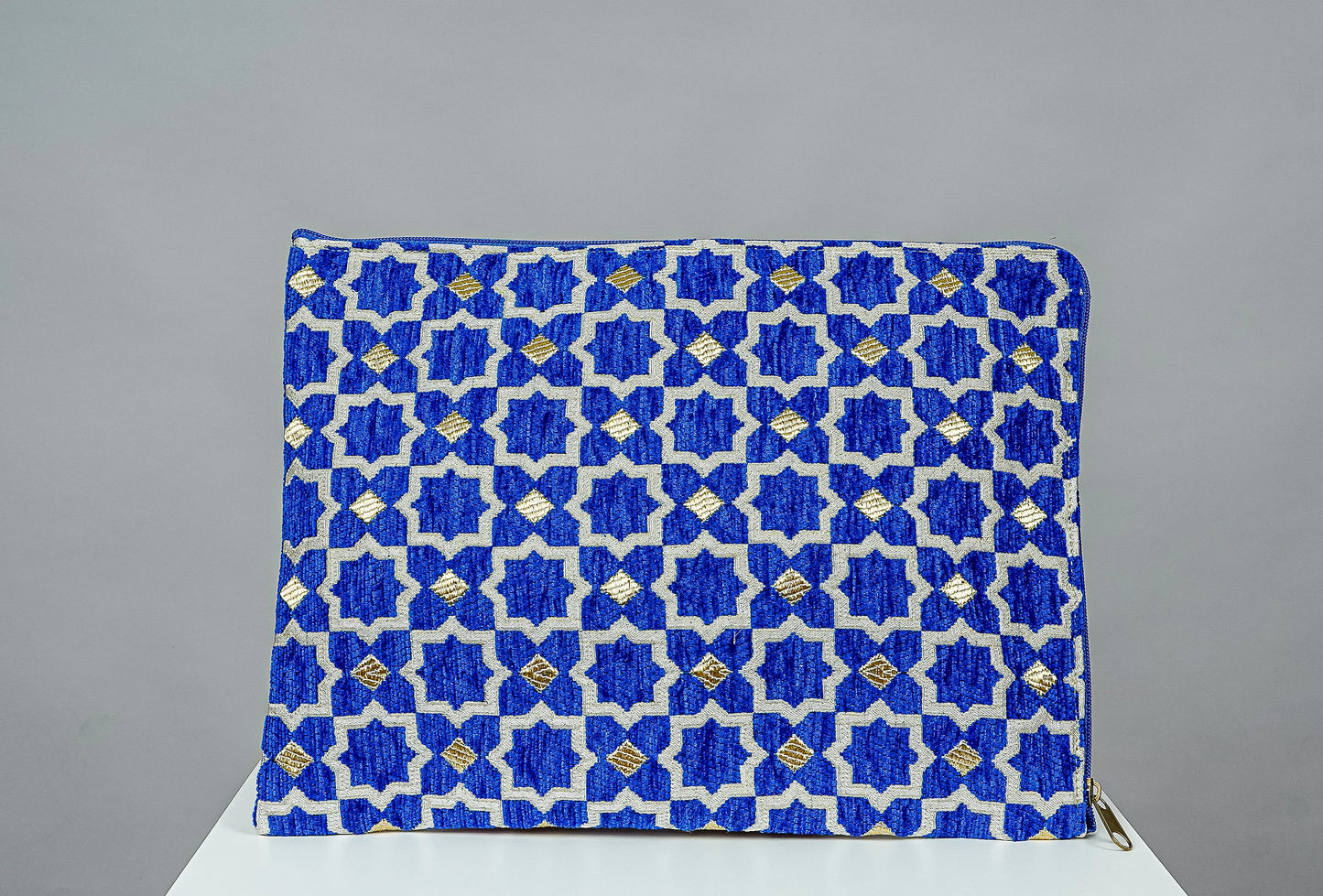 Pochette d'ordinateur en tissu marocain géométrique