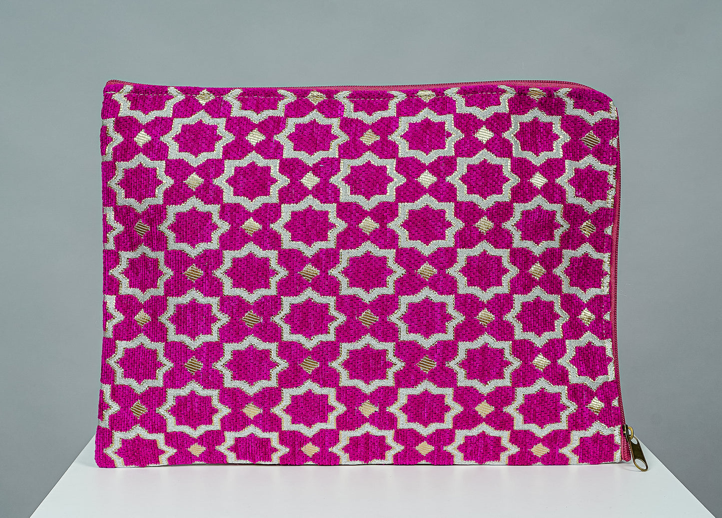 Pochette d'ordinateur en tissu marocain géométrique